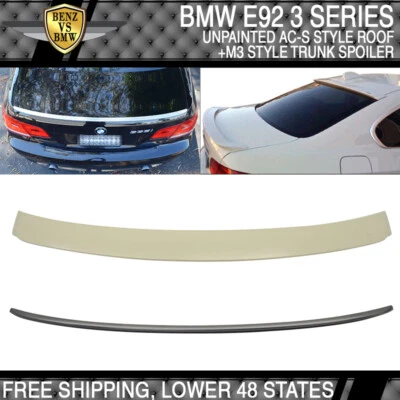 Fits 07-13 BMW E92 3 Series AC Style Roof Spoiler + M3 Style Trunk Spoiler - ABS Foto 1 de 4