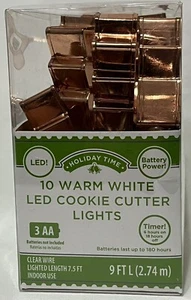 Holiday Time 10 Warm White LED Cookie Cutter Christmas Lights Tree Shaped - Picture 1 of 7