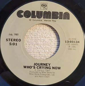 Journey "Don't Stop Believin' / Who's Crying Now" weak VG+ reissue - Picture 1 of 3