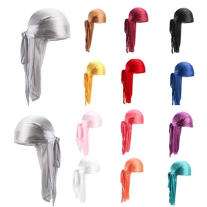 1PC Silky Satin Durag Unisex Wave Cap Hat Doo Rag Biker Smooth Head Wrap - Picture 1 of 15