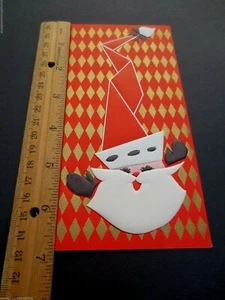 # J104- 1 MCM Oro Grabado Holt - Howard Tarjeta de Felicitación de Navidad Santa en Funky Hat - Imagen 1 de 1
