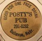 Vintage Posty's Pub Bellevue, NE Wooden Nickel - #1 Token Nebraska