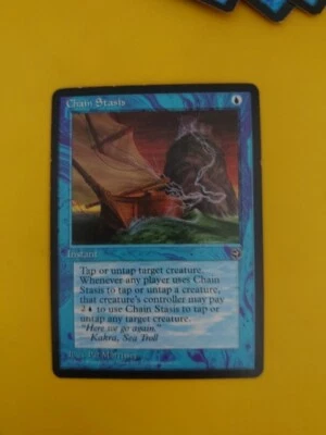Chain Stasis  Instant  Homelands. Old vintage Magic the Gathering Card. - Image 1 of 4