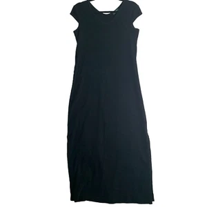 Lauren Ralph Lauren Maxi Dress Women Size M Black Ribbed Side Slits 100% Cotton - Bild 1 von 21