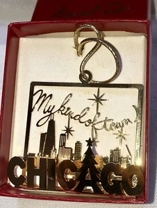 Marshall Fields 24 Kt Gold Finish Chicago My Kind Of Town Fun Skyline Ornament - Picture 1 of 10