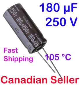 1/5/10 pcs 180uF 250V 18x31.5mm Nichicon PT High Ripple Current - Picture 1 of 1