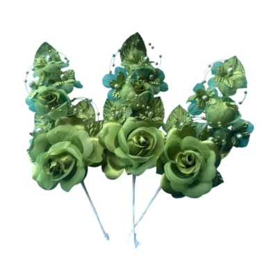 6" olive Silk Corsage Flowers with Pearl Spray price for 3 corsages - Image 1 of 3