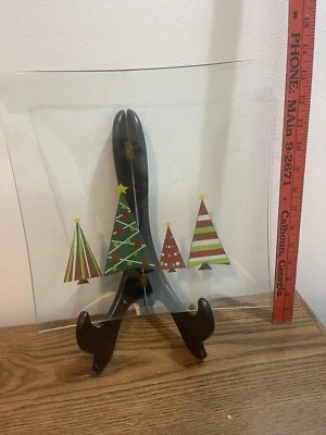Pampered Chef Holiday Serving Plate 2807 12"X12" Christmas Trees Glass NIB A4 - Image 1 of 4