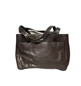Ralph Lauren Leather Bag Dark Brown With Zipper - Picture 1 of 6