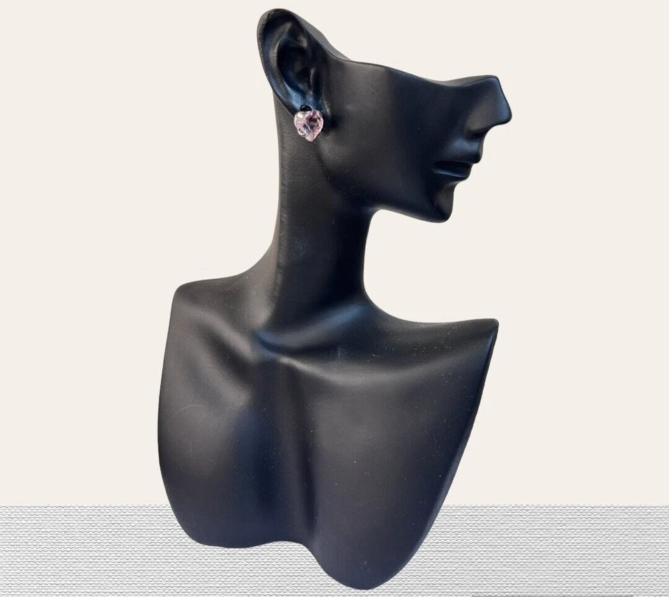 orecchini donna argento 925 rodiato anallergico zircone viola forma di cuore - Immagine 1 di 1