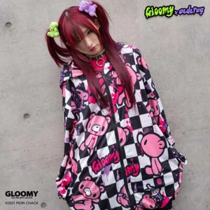 NEW ACDC Rag - Gloomy Bear Checkered Gloomy Oversized Zip Up Hoodie - Picture 1 of 6