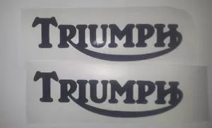 Triumph Tank vinyl cut sticker / decal pair, 150mm x 48mm Black. - Foto 1 di 6