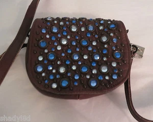 KIPPYS PURSE BELT POUCH BROWN BLUE Crystals Cross Body BLING Dance Cowgirl - Picture 1 of 4