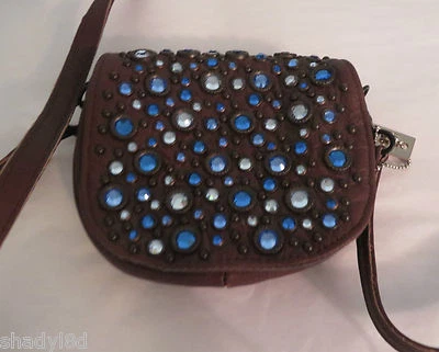 KIPPYS MONEDERO BOLSA CINTURÓN MARRÓN AZUL Cristales Bandolera BLING Baile Vaquera Foto 1 de 4