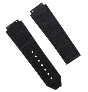 26MM ALLIGATOR LEATHER RUBBER BAND STRAP FOR HUBLOT BIG BANG CERANIC BLACK - Picture 1 of 5
