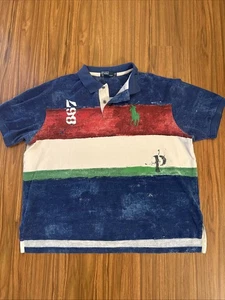 Camisa De Rugby De Colección Polo Ralph Lauren Talla XXL Peso Pesado Azul/Blanco/Rojo Big Pony RACK - Imagen 1 de 8