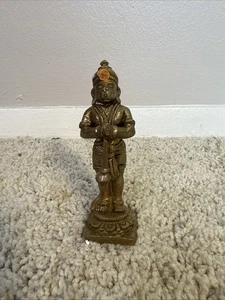 Handgefertigte Messing The Demütige Lord Hanuman Statue Prunkstück Antik Gelb - Bild 1 von 5