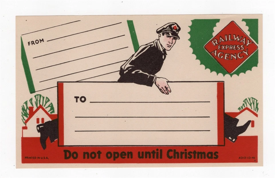 ЭТИКЕТКА АГЕНТСТВА RAIL EXPRESS «НЕ ОТКРЫВАТЬ ДО РОЖДЕСТВА» - Изображение 1 из 1