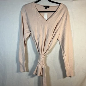 Ann Taylor Sweater Belted Tie Waist V-neck Light Peach Size XL NWT - Picture 1 of 4