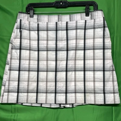 Шорты женские Izod Golf Classic Skort 10 серые белые клетчатые эластичные с карманами на подкладке - Изображение 1 из 4