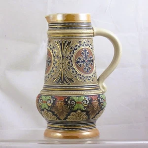 Marzi and Remy German Glazed Stoneware Westerwald Beer Jug. Antique Hand Painted - Picture 1 of 7
