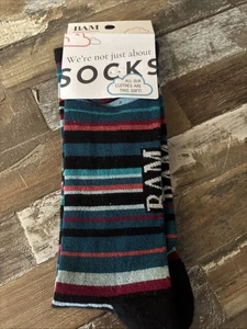 Bam Bamboo Striped Socks 8-11 Unisex New - Picture 1 of 4