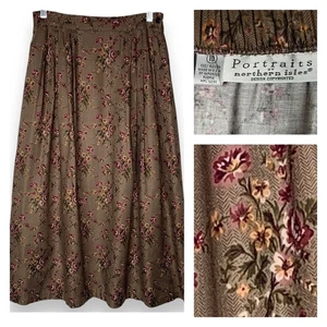 Vintage Skirt Floral Midi Long Made in USA Northern Isles Size 10 - Picture 1 of 11