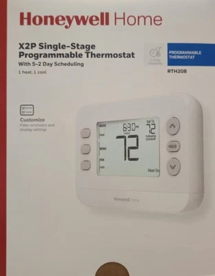Honeywell X2P Single Stage Programmable Thermostat RTH20B Home 1 Heat/1 Cool NEW - Image 1 of 2