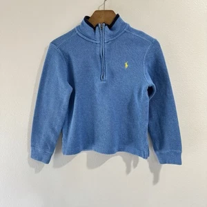 Polo by Ralph Lauren Boys Sweater 6 Pullover 1/2 Zip Blue Knit 100% Cotton - Picture 1 of 10