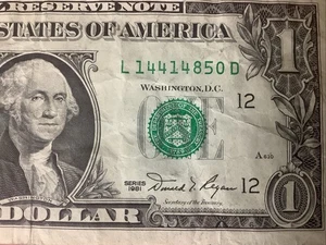 1981 L-District $1 San Francisco CA LD bloque L 14414850 D elegante billete de dólar antiguo - Imagen 1 de 6