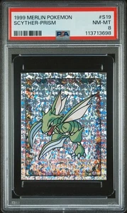 PSA 8 NM/MT 1999 MERLIN POKEMON S19 SCYTHER-PRISM - Picture 1 of 2