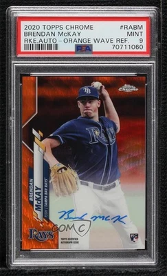 2020 Chrome Rookie Orange Wave Refractor /25 Brendan McKay PSA 9 MINT Auto RC - Image 1 of 2