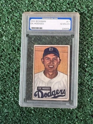 1951 Bowman #7 Gil Hodges Brooklyn Dodgers HOF PGS 2.5 G-VG - Image 1 of 2