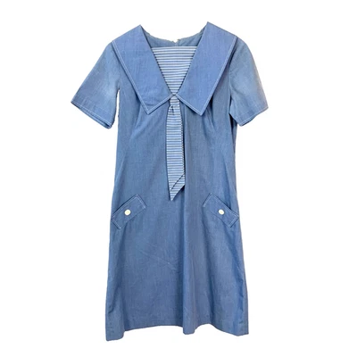 Vestido de mezclilla vintage años 60 Lois Ann Jr Dallas manga corta twee señora maisel pecho 34 Foto 1 de 4