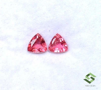 5x5 mm Natural Pink Tourmaline Trillion Cut Pair 0.84 CTS Loose Certified Gems - Image 1 of 4