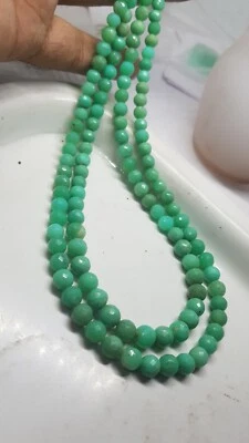 Collar de 2 pilas de plata de ley 925 con piedras preciosas de crisoprasa regalo r44 Foto 1 de 4