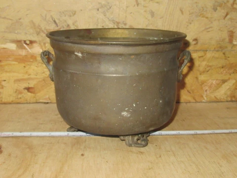VINTAGE BRASS HERB PLANTER PLANT POT TUB VASE URN WITH HANDLES DUSTY SHED FIND Cover