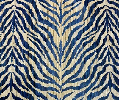 DRANSFIELD & ROSS ZEBRA BREEZE BLUE VELVET ANIMAL EXCLUSIVE FABRIC BY YARD 50"W - Image 1 of 4