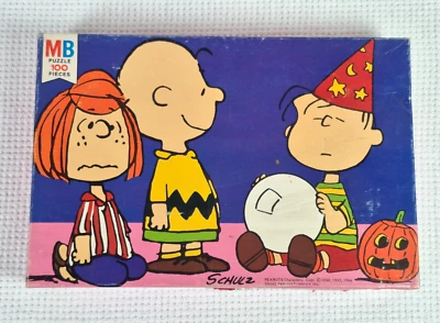 Vintage PEANUTS 100 Piece Puzzle CHARLIE BROWN PEPPERMINT PATTY LINUS 1966 - Image 1 of 4