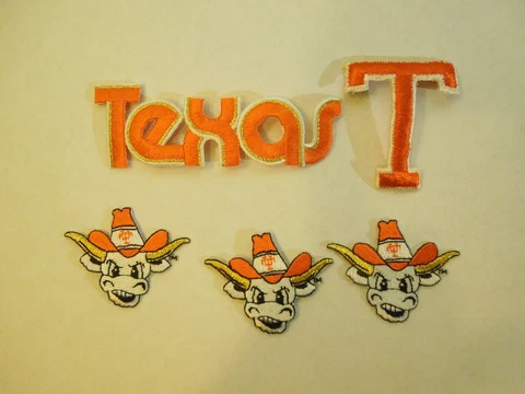 Lot of 5 University of Texas Longhorns Iron On Embroidered Patches Mascot #1 Cover