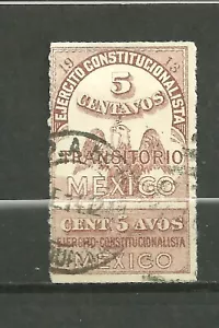 MÉXICO 1914 EJER. CONST, 5 CÉNTIMOS USADOS COMO FRANQUEO (WW870) - Imagen 1 de 1