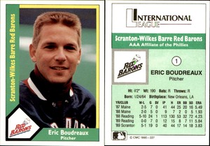 Eric Boudreaux 1990 CMC Scranton Red Barons #1 Card *AutographDen*
