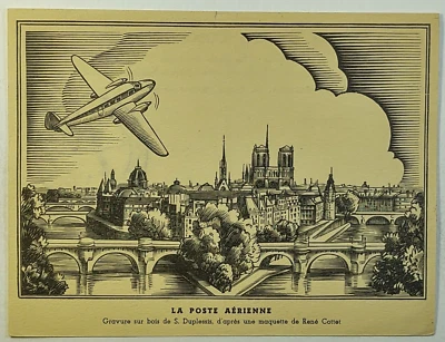 1943 Francia París Exposición Filatélica 'La Poste Aérienne' Postal Correo Aéreo Foto 1 de 2