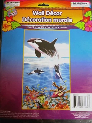 Dolphins LUAU Tropical Blue Ocean 42"x72" Wall/Door Mural Decoration BRAND NEW  - Image 1 of 3