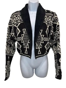 New Identity Black & White Tapestry Southwestern Designs Vintage Jacket SZ M - Picture 1 of 16