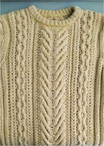 MONCLER maglione 100% cotone pesante tg L.(50) color corda - motivo intrecciato