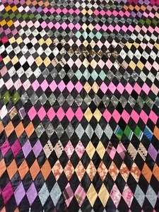 Antique Vintage Hand Made Diamond Patchwork Quilt Made From Silk Ties 1920s  - Picture 1 of 10