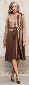 Size 20W PLUS Ashro Cafe Chocolate Formal Wedding Church Perry Jacket Dress - Picture 1 of 5