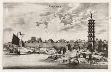 Antique Print-ANHING-SHIPS-PAGODA-CHINA-Nieuhof-1666