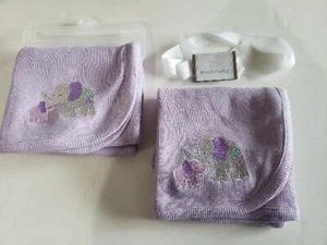 Koala Baby Lavender Purple Elephants Thermal Waffle Weave Receiving Blanket Set - Picture 1 of 4